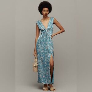 HUTCH- Fisher Sleeveless Side Slit Maxi Dress Blue Size S